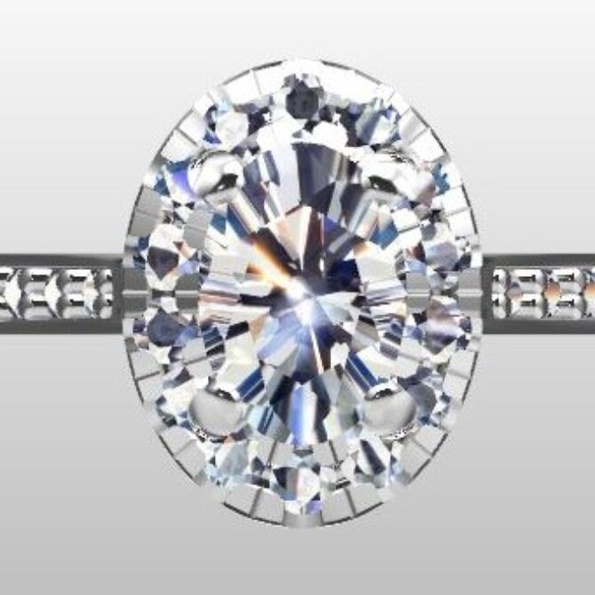 Custom Made Oval Side Stone Engagement Ring SB2362 image 1