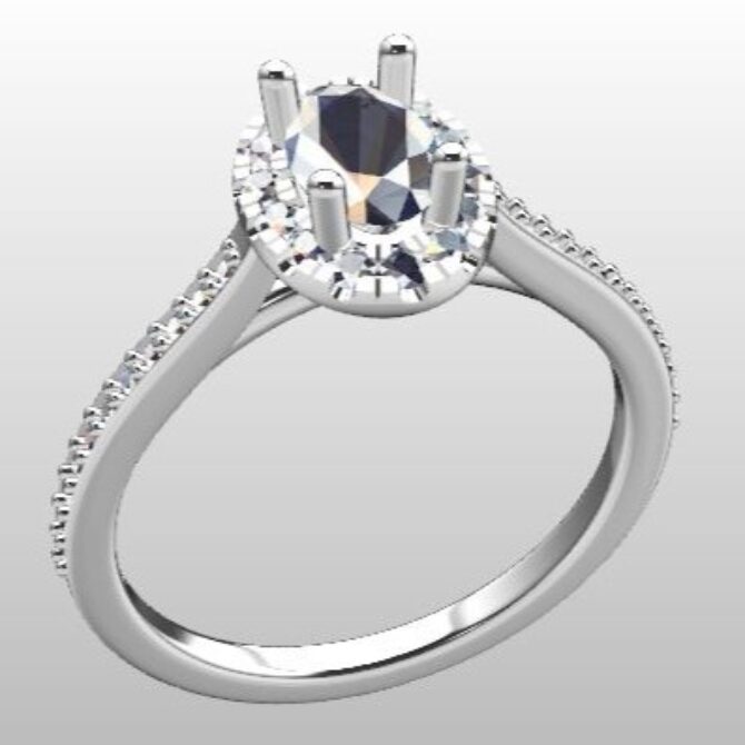 Custom Made Oval Side Stone Engagement Ring SB2362 image 2