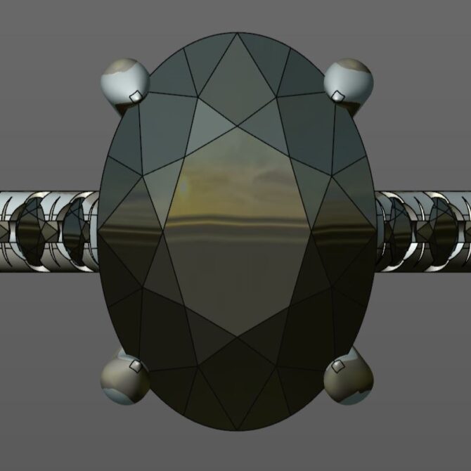 Custom Made Oval Side Stone Engagement Ring SB2456 image 1