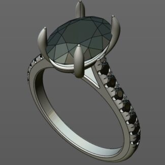 Custom Made Oval Side Stone Engagement Ring SB2456 image 2