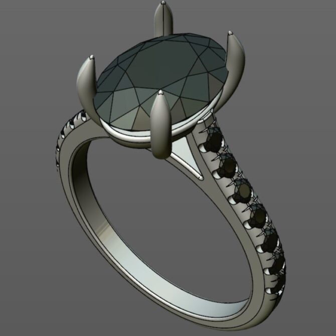 Custom Made Oval Side Stone Engagement Ring SB2456 image 2