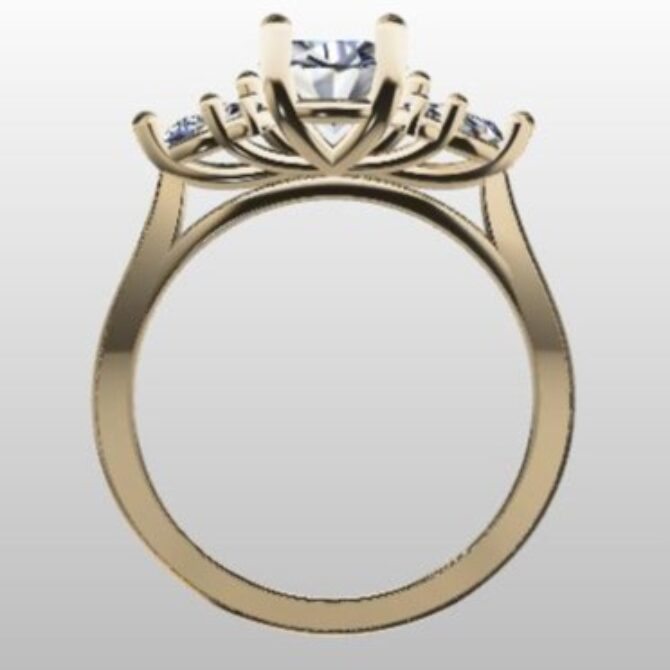 Custom Made Oval Side Stone Engagement Ring SB2750 image 3