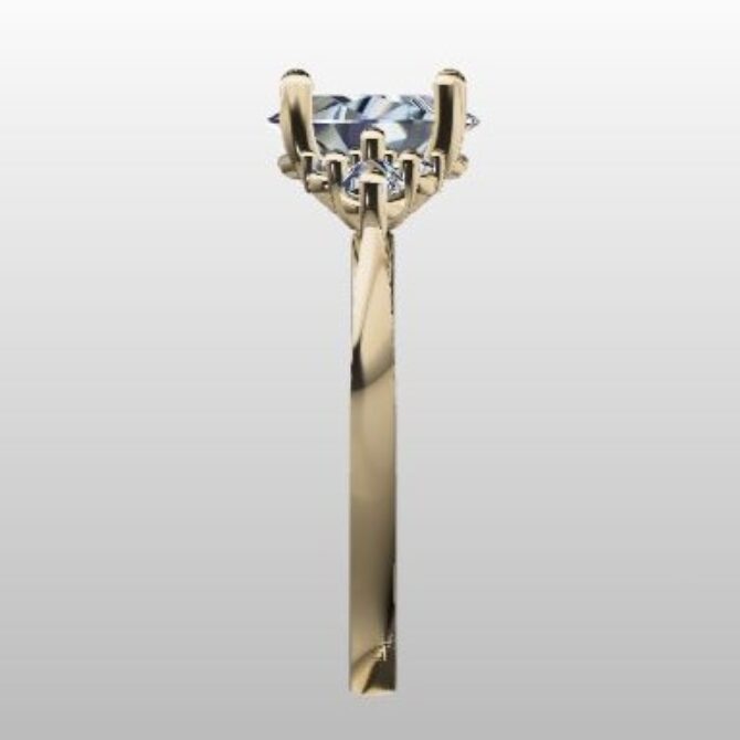 Custom Made Oval Side Stone Engagement Ring SB2750 image 4