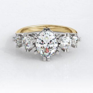 Custom Made Oval Side Stone Engagement Ring SB2773 image 1