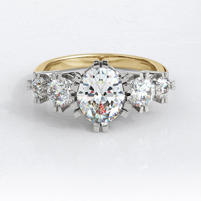 Custom Made Oval Side Stone Engagement Ring SB2773 image 1