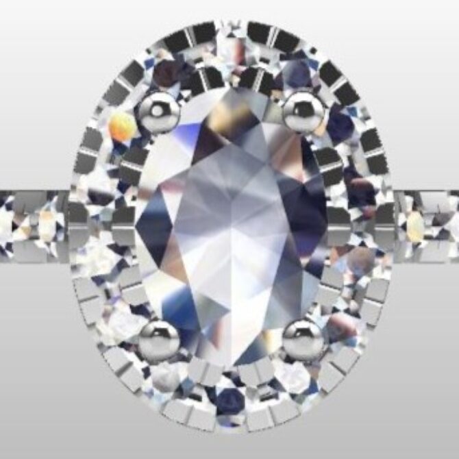 Custom Made Oval Side Stone Engagement Ring SB2896 image 1