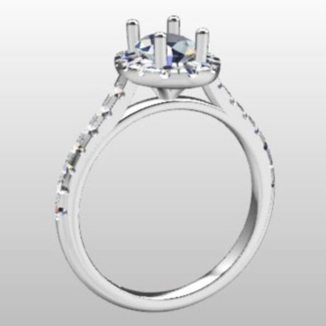 Custom Made Oval Side Stone Engagement Ring SB2896 image 2