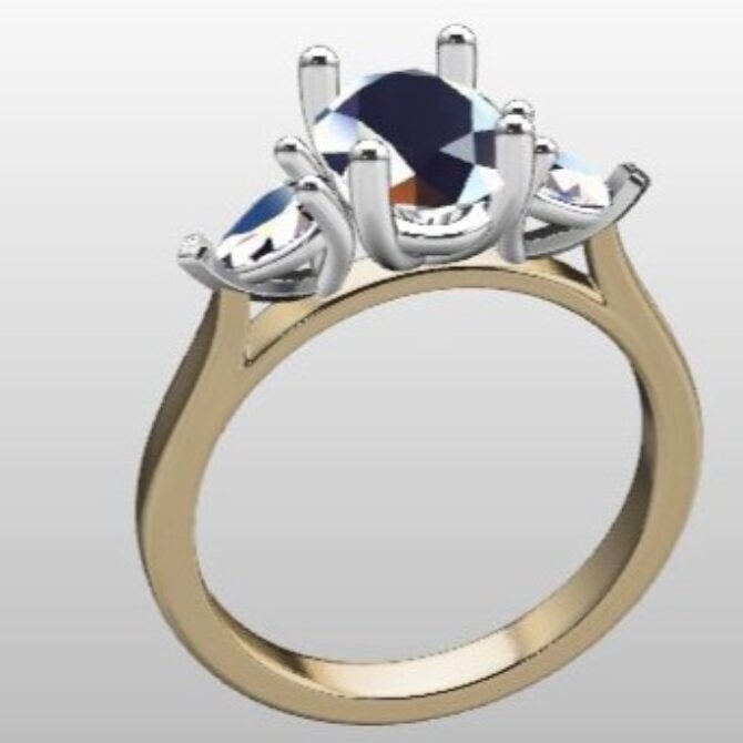 Custom Made Oval and Pear Trilogy Engagement Ring SB2315 image 2