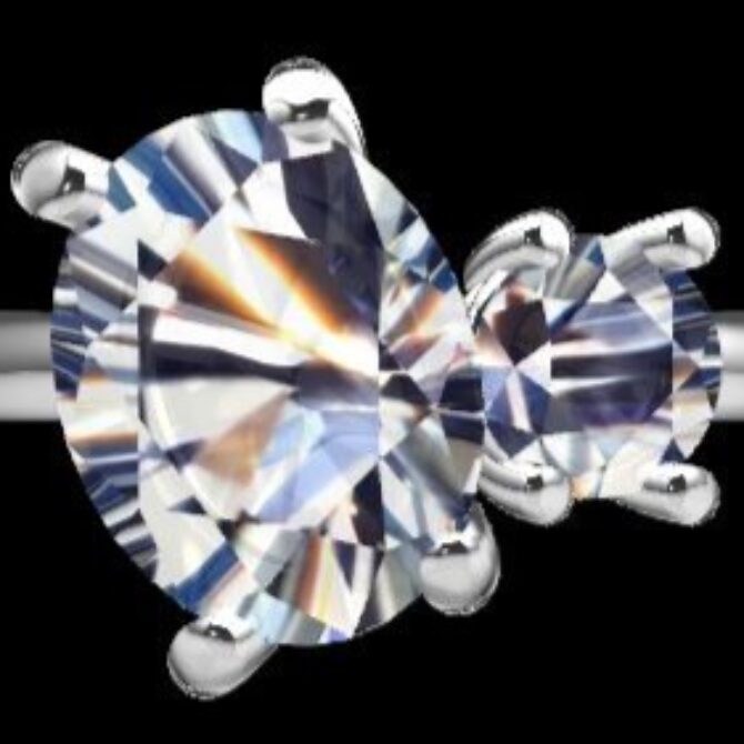 Custom Made Oval and Round Two Stone Engagement Ring SB2926 image 1