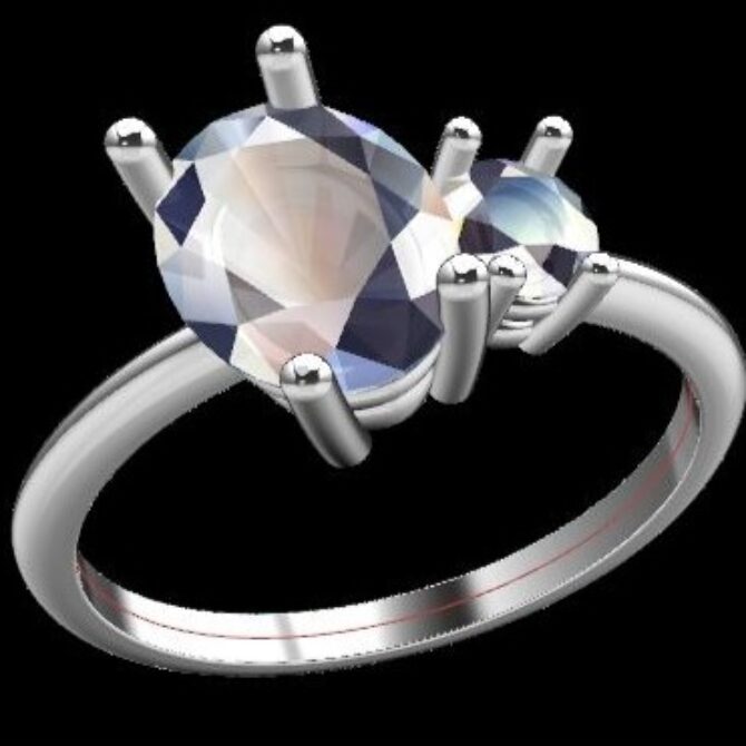 Custom Made Oval and Round Two Stone Engagement Ring SB2926 image 2