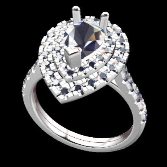 Custom Made Pear Cut Side Stone Engagement Ring SB3019 image 2