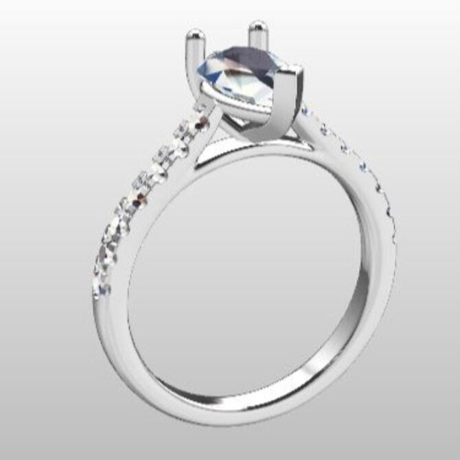 Custom Made Pear Cut Side Stone Engagement Ring SB3143 image 2