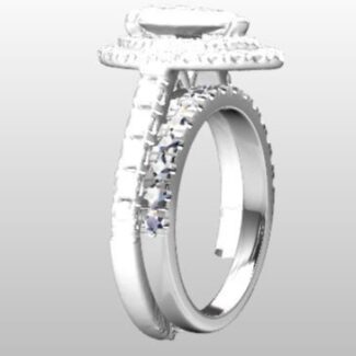 Custom Made Pear Cut Side Stone Engagement Ring and Diamond Set Wedding Ring SB3153 image 2