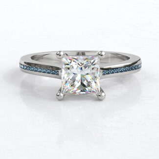 Custom Made Princess Cut Sapphire Side Stone SB2149 image 1