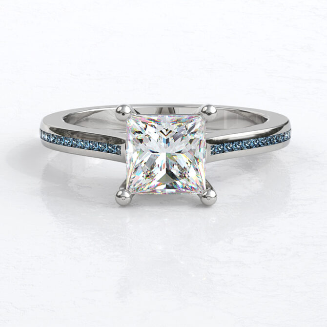 Custom Made Princess Cut Sapphire Side Stone SB2149 image 1