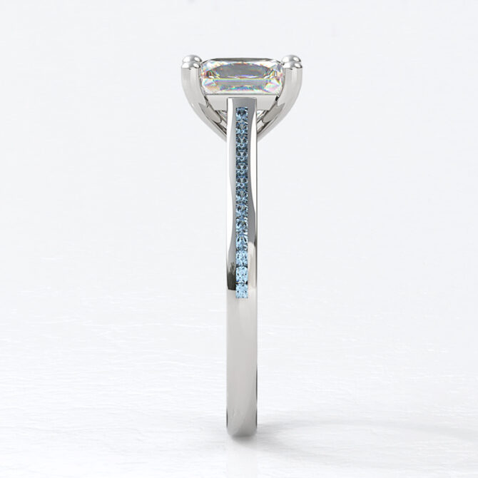 Custom Made Princess Cut Sapphire Side Stone SB2149 image 3