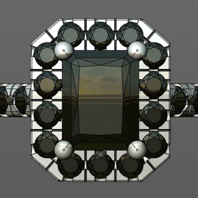 Custom Made Radiant Side Stone Engagement Ring SB2318 image 1