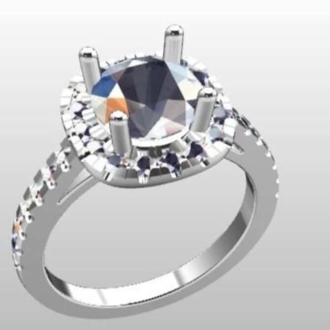 Custom Made Round Cut Halo Engagement Ring SB2417 image 2