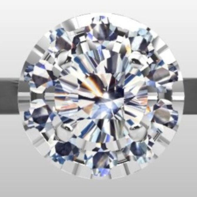 Custom Made Round Cut Halo Engagement Ring SB3017 image 1