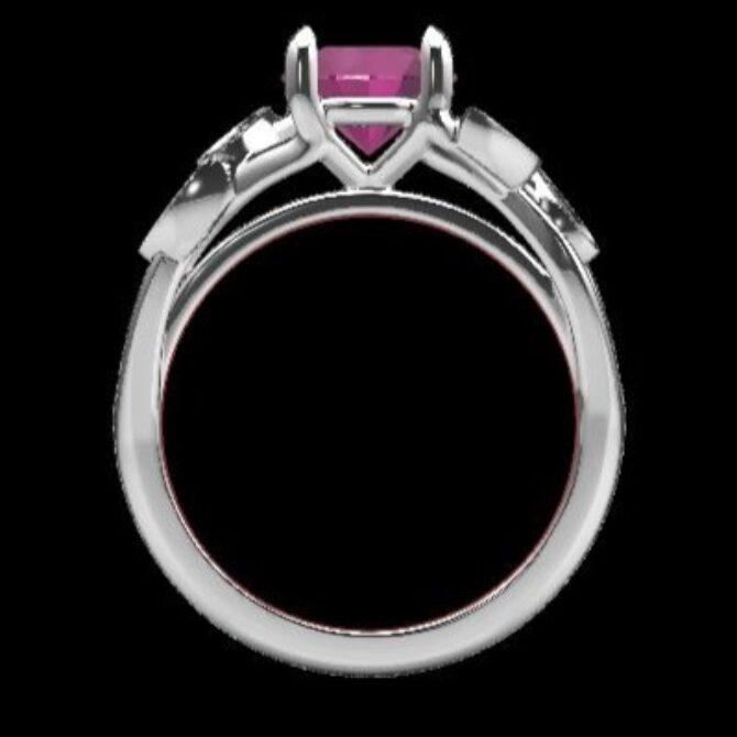 Custom Made Round Cut Pink Sapphire Side Stone Engagement Ring SB3272 image 3