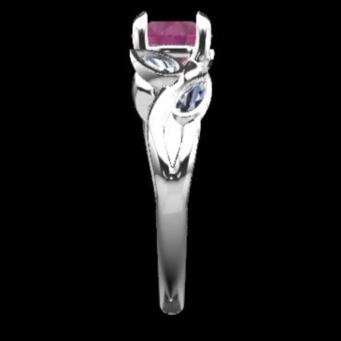 Custom Made Round Cut Pink Sapphire Side Stone Engagement Ring SB3272 image 4