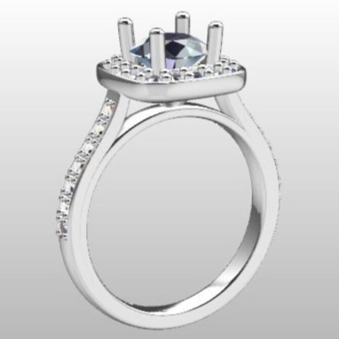 Custom Made Round Cut Side Stone Engagement Ring SB2344 image 2