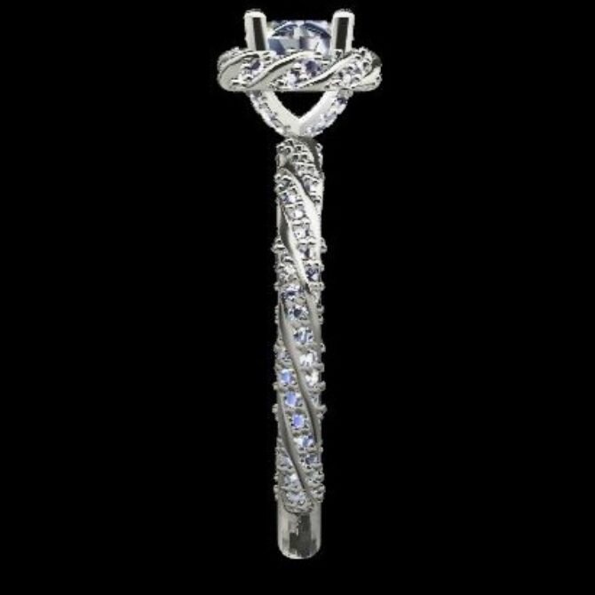 Custom Made Round Cut Side Stone Engagement Ring SB2352 image 4