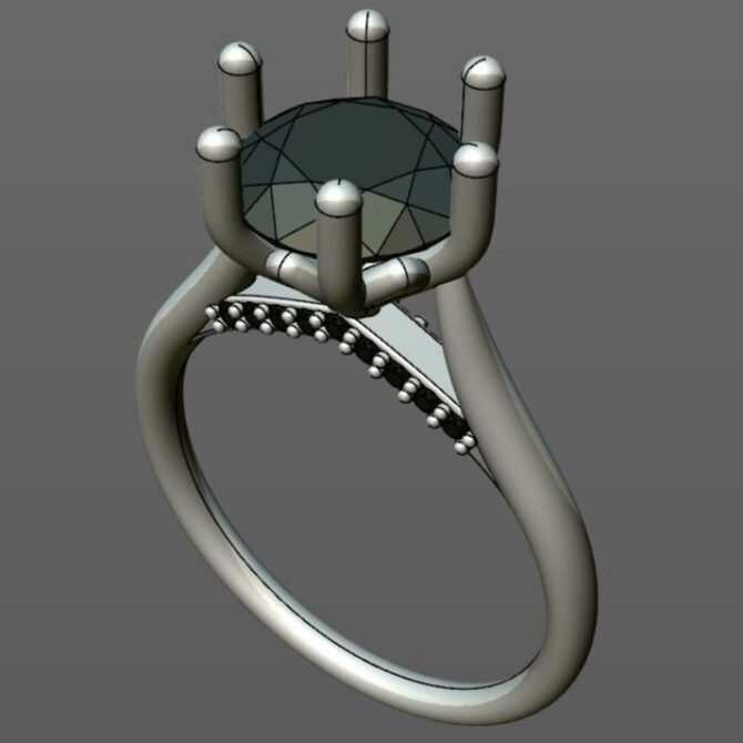 Custom Made Round Cut Side Stone Engagement Ring SB2428 image 2