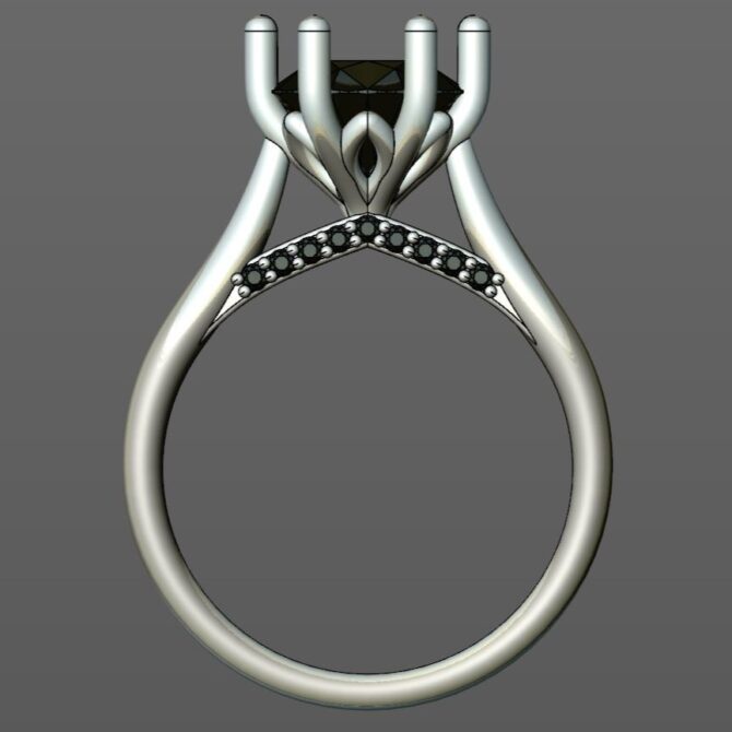 Custom Made Round Cut Side Stone Engagement Ring SB2428 image 3