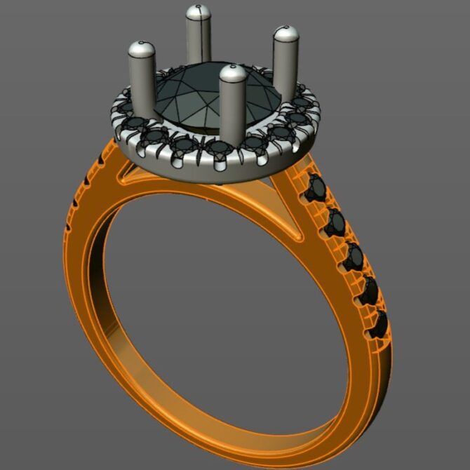 Custom Made Round Cut Side Stone Engagement Ring SB3050 image 2