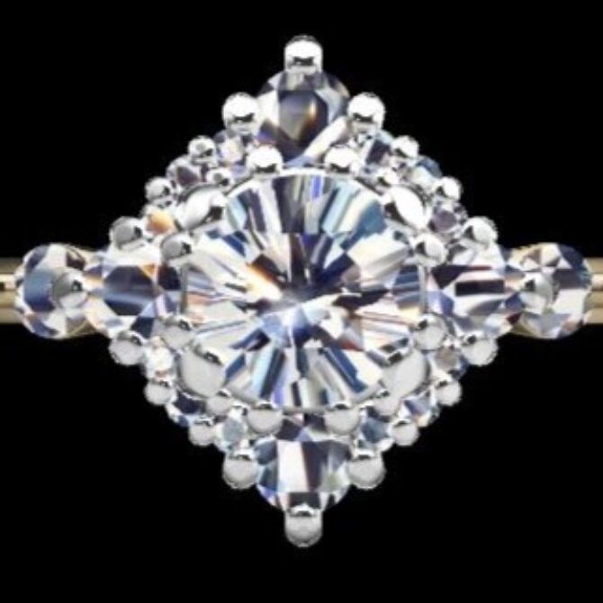 Custom Made Round Cut Side Stone Engagement Ring SB3133 image 1