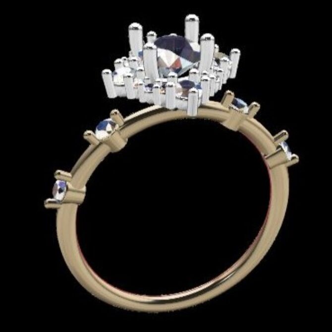 Custom Made Round Cut Side Stone Engagement Ring SB3133 image 2