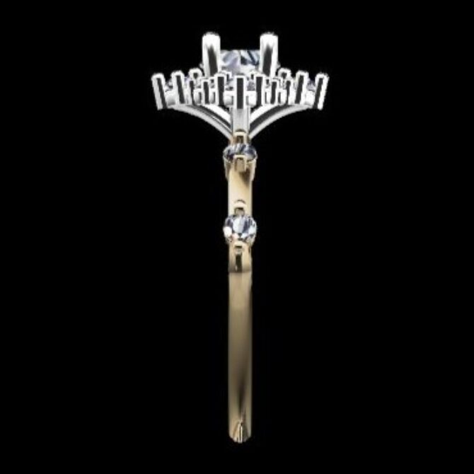 Custom Made Round Cut Side Stone Engagement Ring SB3133 image 4