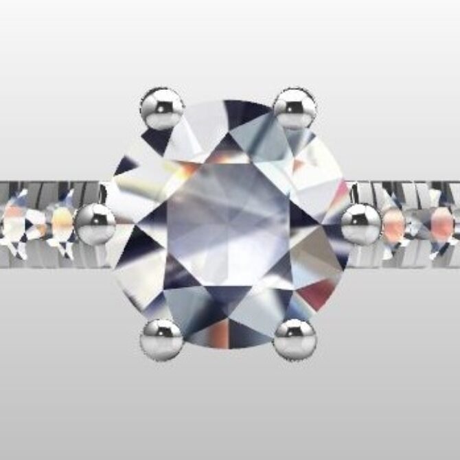 Custom Made Round Cut Side Stone Engagement Ring SB3144 image 1
