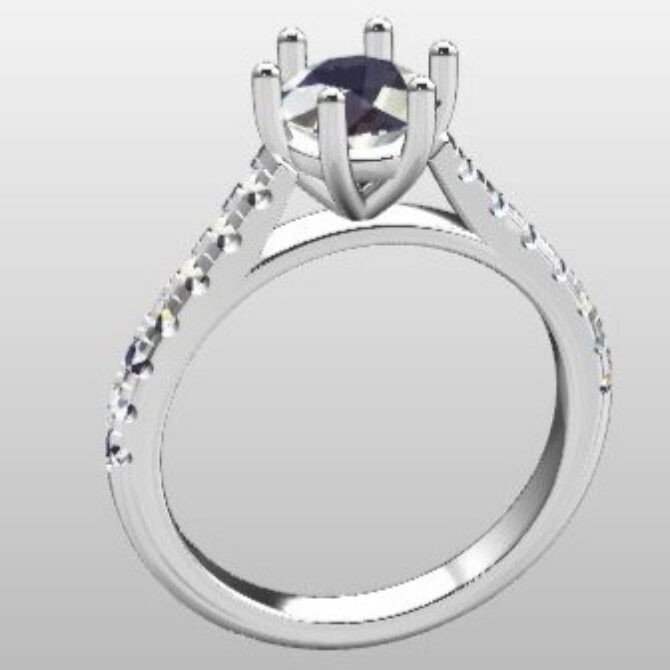 Custom Made Round Cut Side Stone Engagement Ring SB3144 image 2