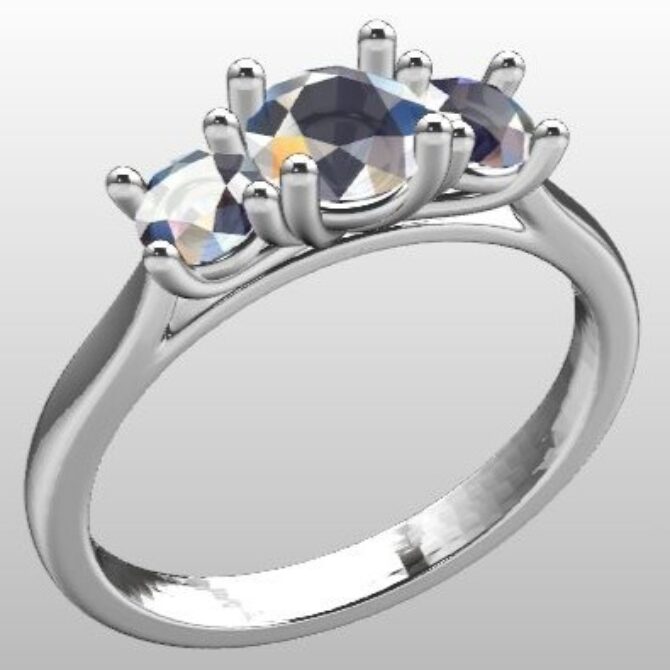 Custom Made Round Cut Trilogy Engagement Ring SB2415 image 2