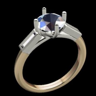 Custom Made Round and Baguette Trilogy Engagement Ring SB2383 image 2