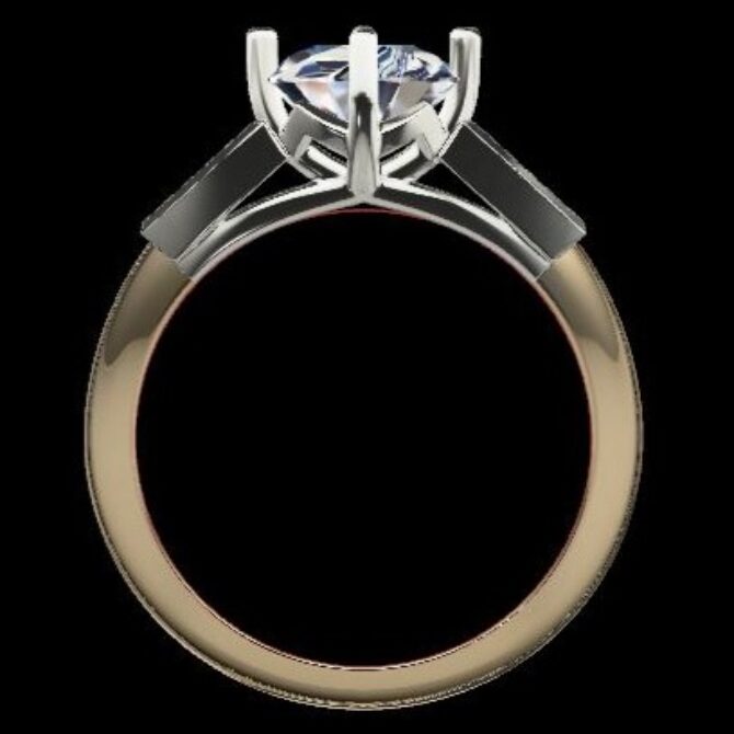 Custom Made Round and Baguette Trilogy Engagement Ring SB2383 image 3