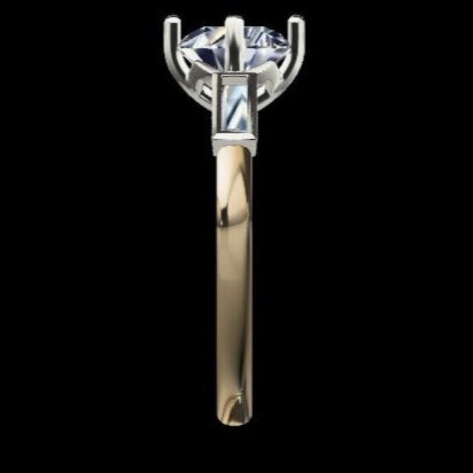 Custom Made Round and Baguette Trilogy Engagement Ring SB2383 image 4