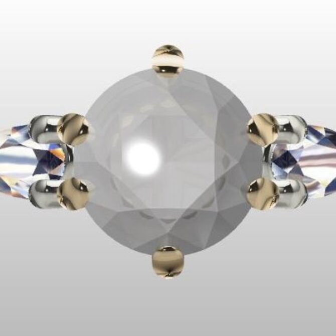 Custom Made Round and Pear Three Stone Engagement Ring SB2787 image 1