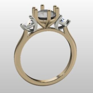 Custom Made Round and Pear Three Stone Engagement Ring SB2787 image 2