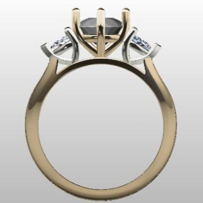 Custom Made Round and Pear Three Stone Engagement Ring SB2787 image 3