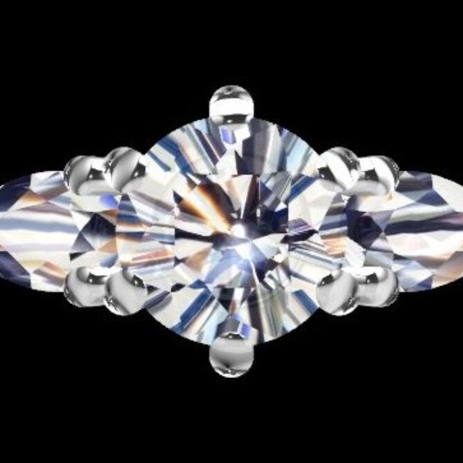 Custom Made Round and Pear Trilogy Engagement Ring SB3140 image 1