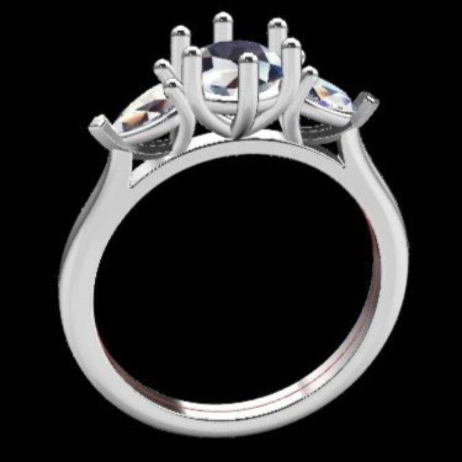 Custom Made Round and Pear Trilogy Engagement Ring SB3140 image 2