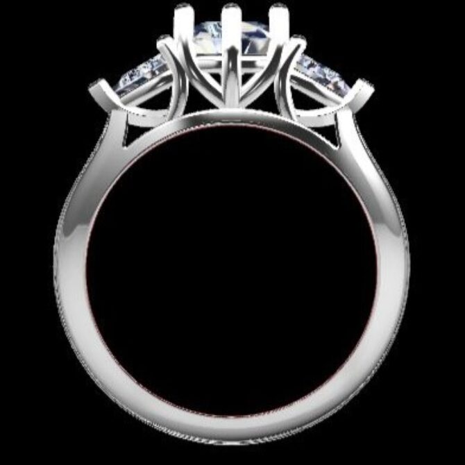 Custom Made Round and Pear Trilogy Engagement Ring SB3140 image 3
