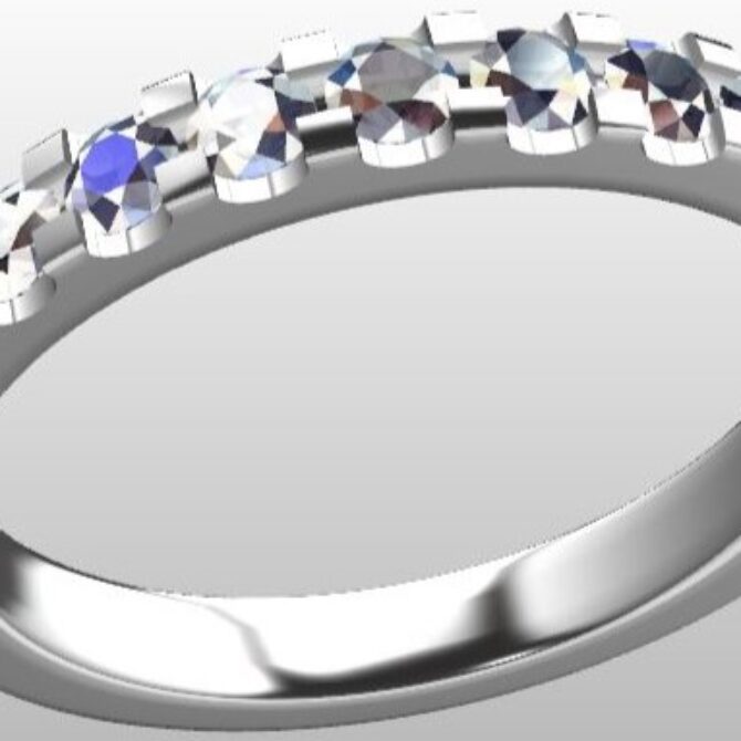Custom Made Scallop Set Diamond Set Wedding Ring SB3002 image 2