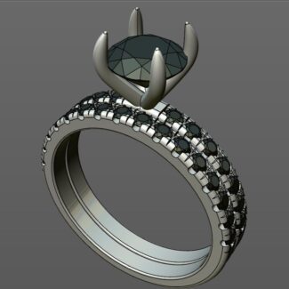 Custom Made Side Stone Engagement Ring and Diamond Set Wedding Ring SB2303 image 2
