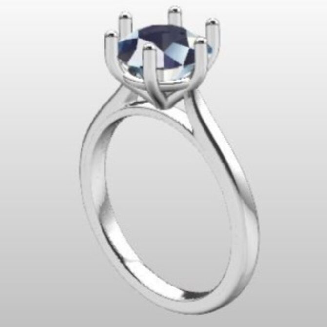 Custom Made Six-Claw Round Solitaire Engagement Ring SB2345 image 2