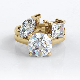 Custom Made Solitaire Engagement Ring and Two Stone Wedding Ring SB3007 image 1