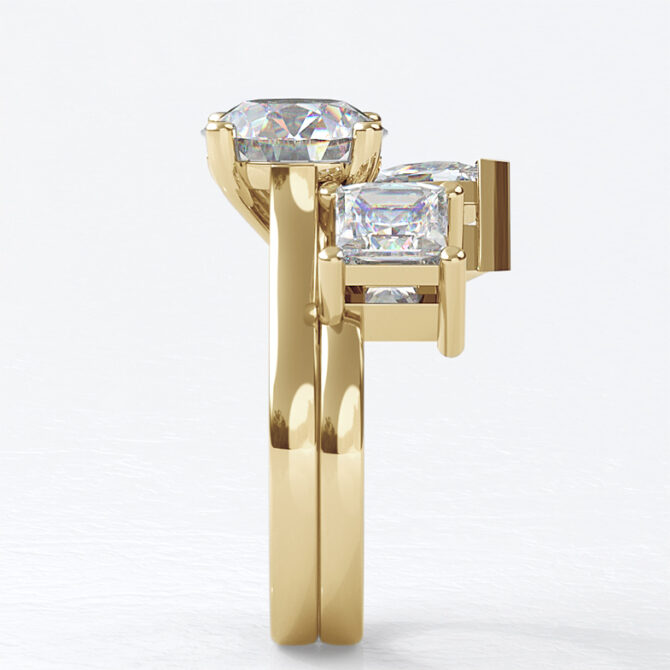 Custom Made Solitaire Engagement Ring and Two Stone Wedding Ring SB3007 image 3